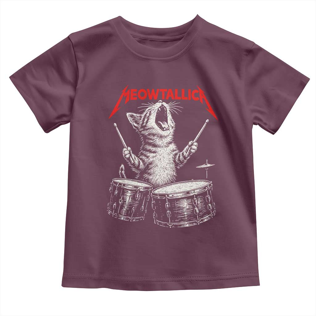 Rock On Vintage Drummer Cat Toddler T Shirt Vintage 90s 80s Band Style Gift for Cat Owners - Wonder Print Shop