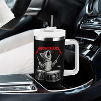 Rock On Vintage Drummer Cat Tumbler With Handle Vintage 90s 80s Band Style Gift for Cat Owners - Wonder Print Shop