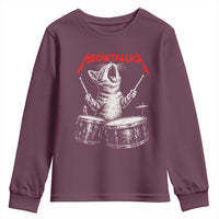 Rock On Vintage Drummer Cat Youth Sweatshirt Vintage 90s 80s Band Style Gift for Cat Owners - Wonder Print Shop