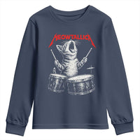 Rock On Vintage Drummer Cat Youth Sweatshirt Vintage 90s 80s Band Style Gift for Cat Owners - Wonder Print Shop