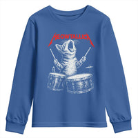 Rock On Vintage Drummer Cat Youth Sweatshirt Vintage 90s 80s Band Style Gift for Cat Owners - Wonder Print Shop
