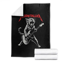 Funny Cat Playing Guitar Throw Blanket Vintage 90s Classic Rock Star Cat Graphic Rock and Roll - Wonder Print Shop