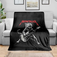 Funny Cat Playing Guitar Throw Blanket Vintage 90s Classic Rock Star Cat Graphic Rock and Roll - Wonder Print Shop