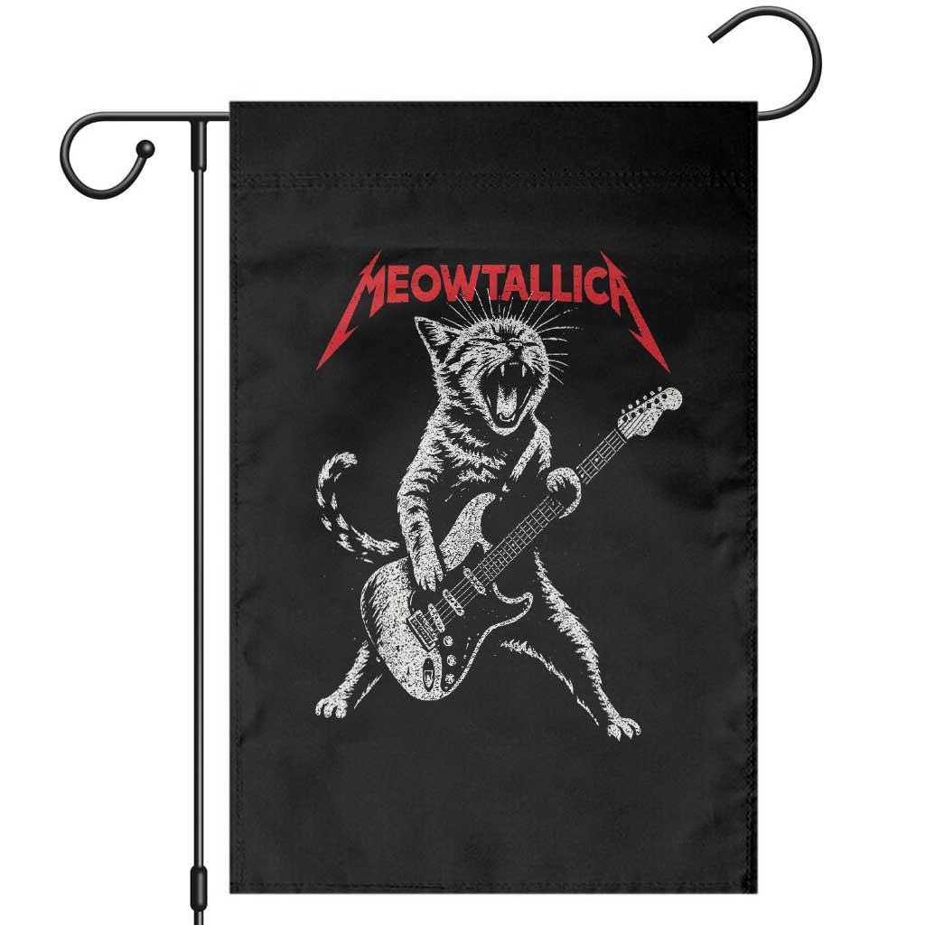 Funny Cat Playing Guitar Garden Flag Vintage 90s Classic Rock Star Cat Graphic Rock and Roll - Wonder Print Shop