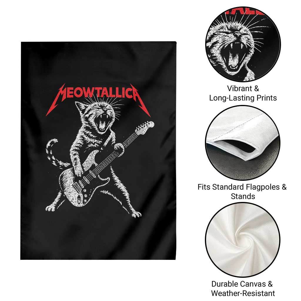 Funny Cat Playing Guitar Garden Flag Vintage 90s Classic Rock Star Cat Graphic Rock and Roll - Wonder Print Shop