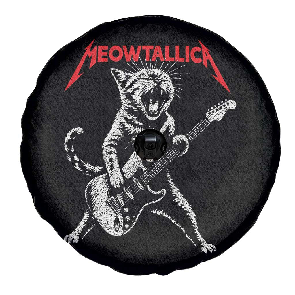 Funny Cat Playing Guitar Spare Tire Cover Vintage 90s Classic Rock Star Cat Graphic Rock and Roll - Wonder Print Shop