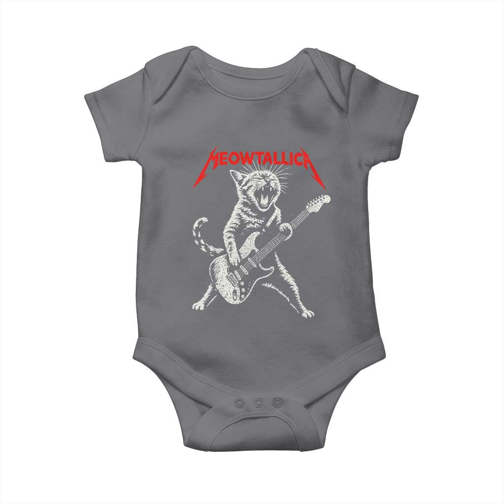 Funny Cat Playing Guitar Baby Onesie Vintage 90s Classic Rock Star Cat Graphic Rock and Roll - Wonder Print Shop