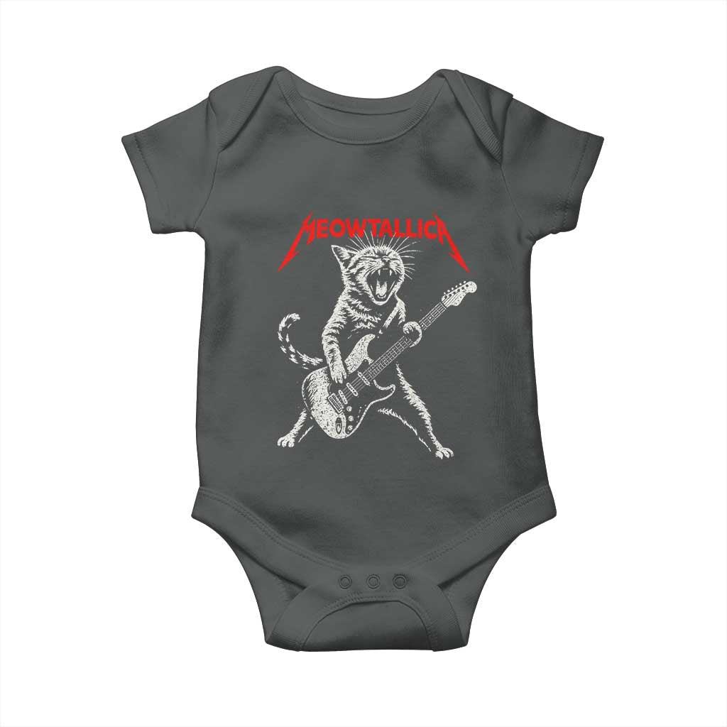 Funny Cat Playing Guitar Baby Onesie Vintage 90s Classic Rock Star Cat Graphic Rock and Roll - Wonder Print Shop