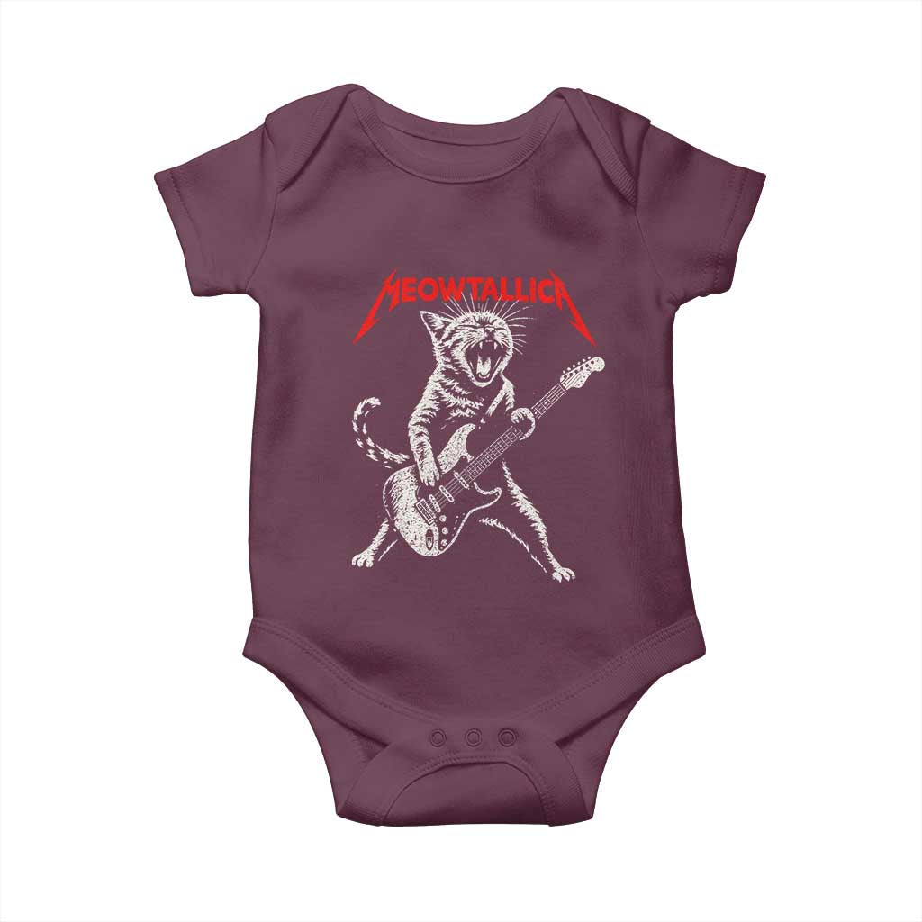 Funny Cat Playing Guitar Baby Onesie Vintage 90s Classic Rock Star Cat Graphic Rock and Roll - Wonder Print Shop