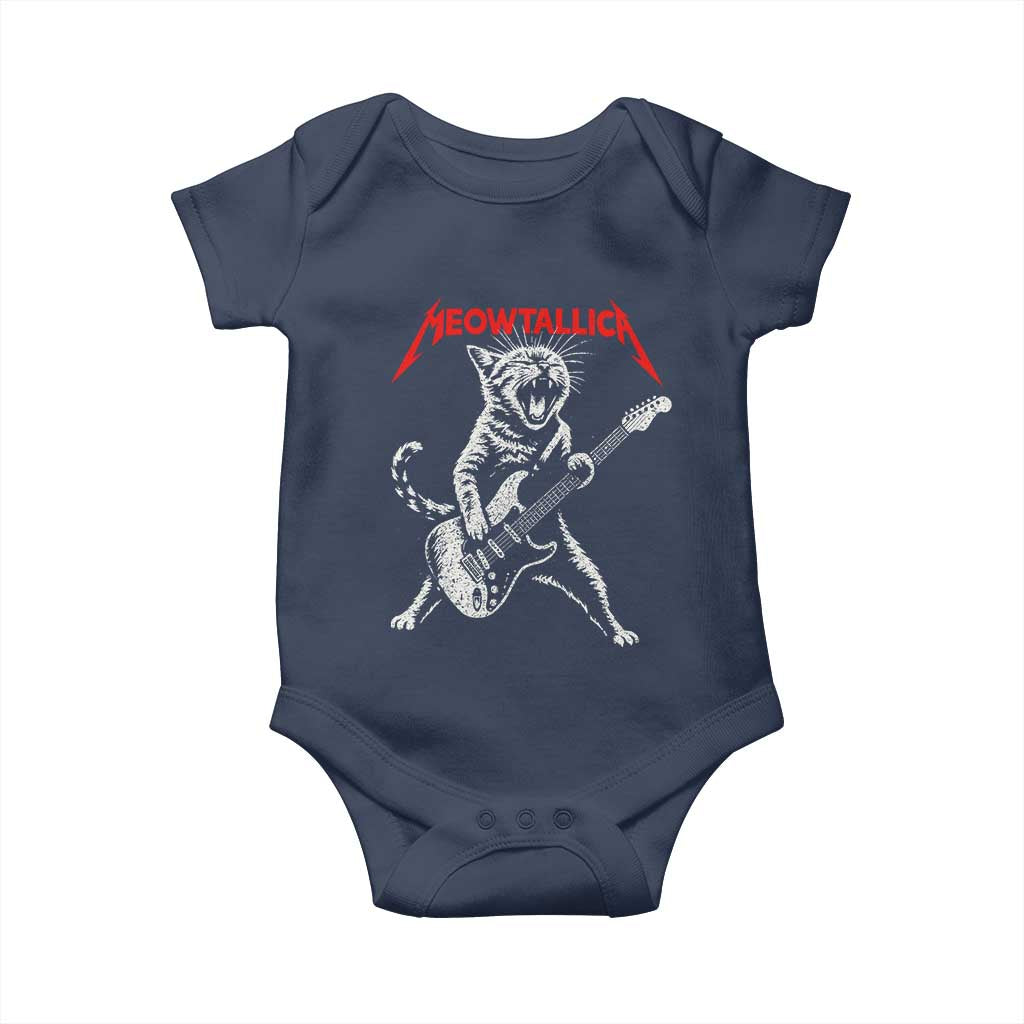 Funny Cat Playing Guitar Baby Onesie Vintage 90s Classic Rock Star Cat Graphic Rock and Roll - Wonder Print Shop