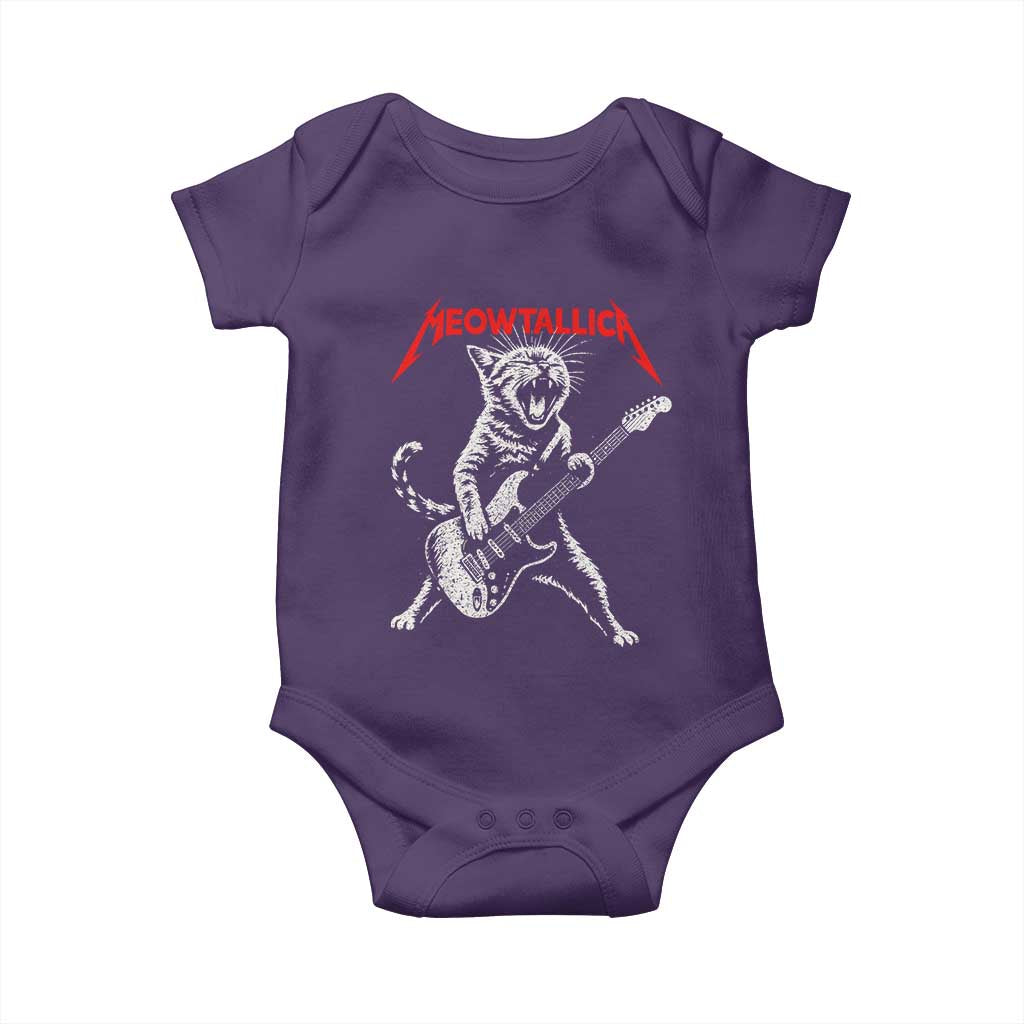 Funny Cat Playing Guitar Baby Onesie Vintage 90s Classic Rock Star Cat Graphic Rock and Roll - Wonder Print Shop