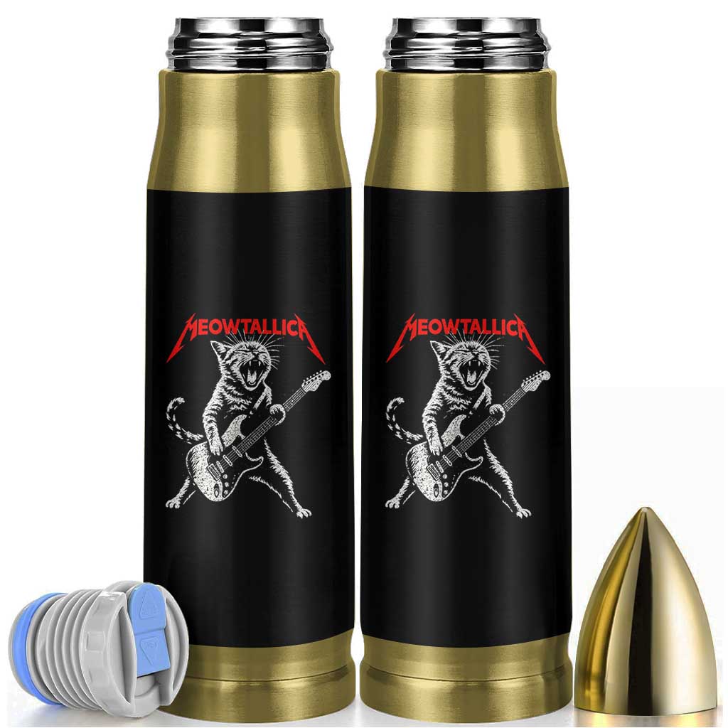 Funny Cat Playing Guitar Bullet Tumbler Vintage 90s Classic Rock Star Cat Graphic Rock and Roll - Wonder Print Shop