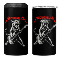 Funny Cat Playing Guitar 4 in 1 Can Cooler Tumbler Vintage 90s Classic Rock Star Cat Graphic Rock and Roll - Wonder Print Shop