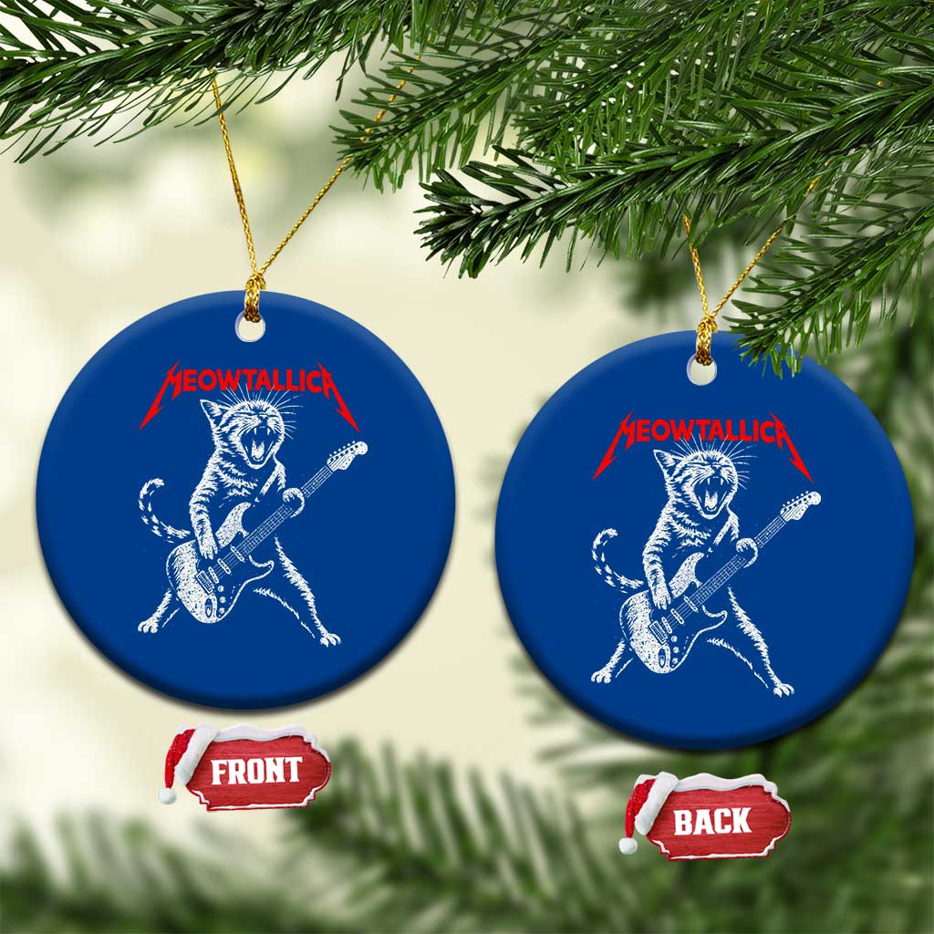 Funny Cat Playing Guitar Ceramic Ornament Vintage 90s Classic Rock Star Cat Graphic Rock and Roll - Wonder Print Shop