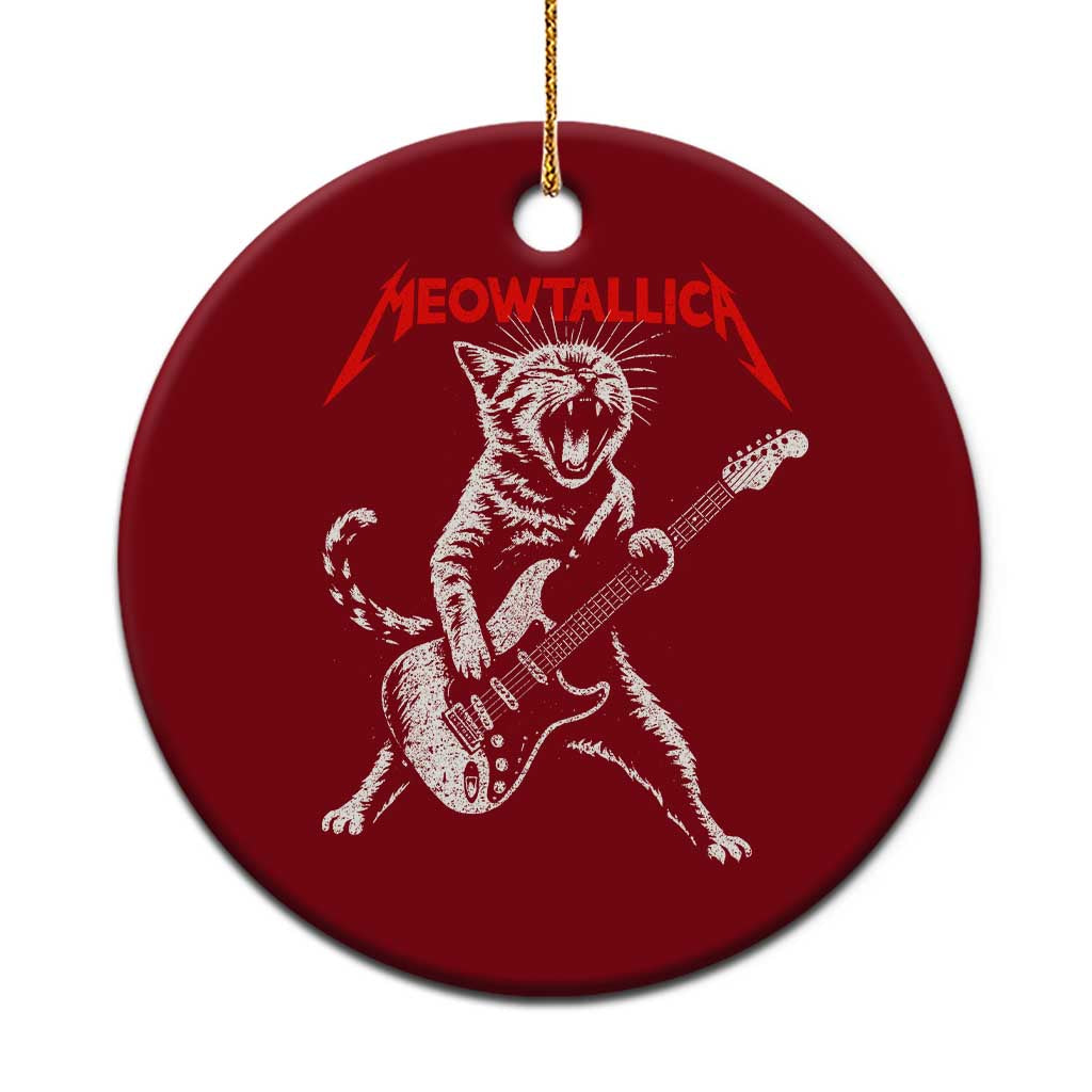 Funny Cat Playing Guitar Ceramic Ornament Vintage 90s Classic Rock Star Cat Graphic Rock and Roll - Wonder Print Shop