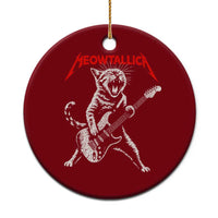 Funny Cat Playing Guitar Ceramic Ornament Vintage 90s Classic Rock Star Cat Graphic Rock and Roll - Wonder Print Shop