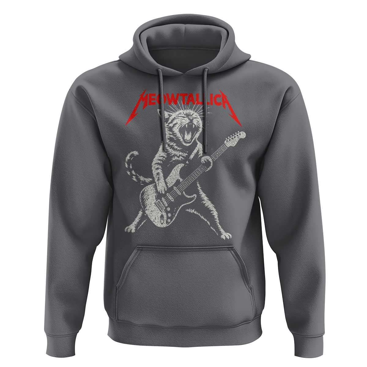 Funny Cat Playing Guitar Hoodie Vintage 90s Classic Rock Star Cat Graphic Rock and Roll - Wonder Print Shop