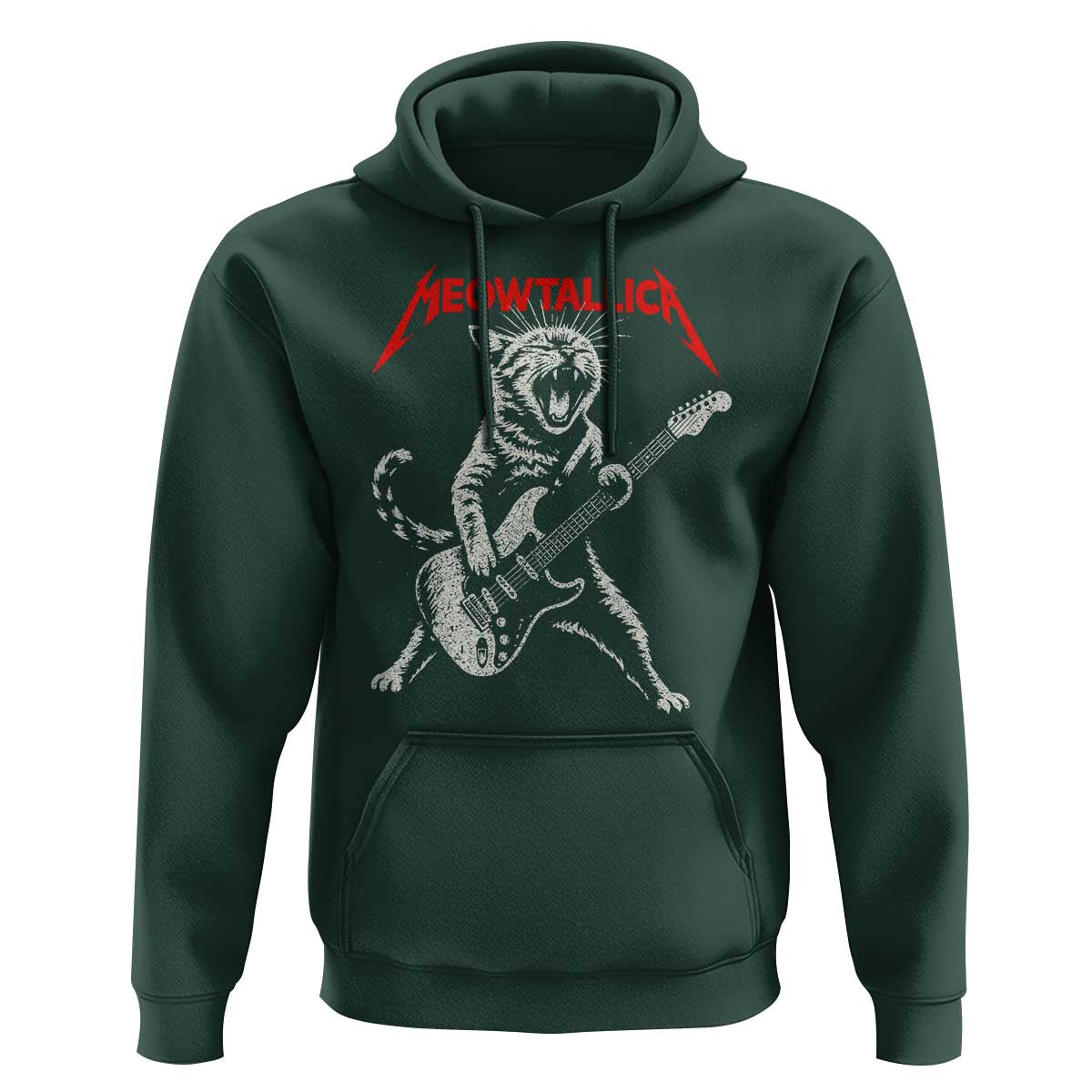 Funny Cat Playing Guitar Hoodie Vintage 90s Classic Rock Star Cat Graphic Rock and Roll - Wonder Print Shop