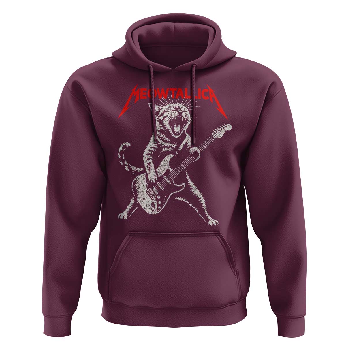 Funny Cat Playing Guitar Hoodie Vintage 90s Classic Rock Star Cat Graphic Rock and Roll - Wonder Print Shop