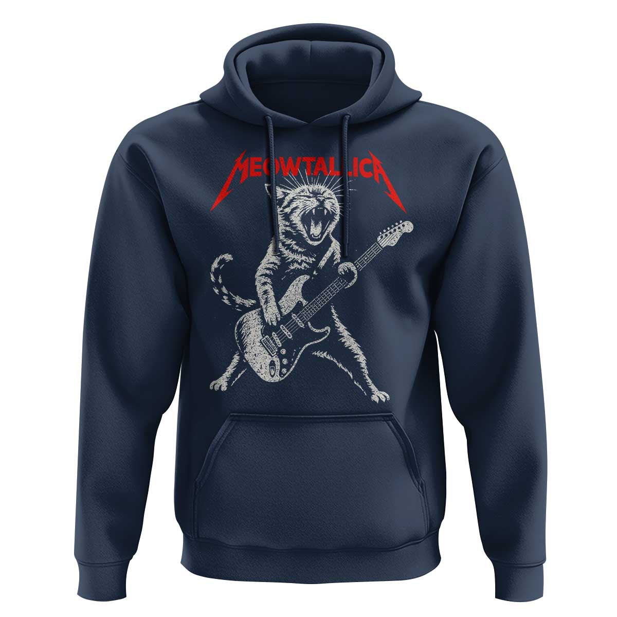 Funny Cat Playing Guitar Hoodie Vintage 90s Classic Rock Star Cat Graphic Rock and Roll - Wonder Print Shop