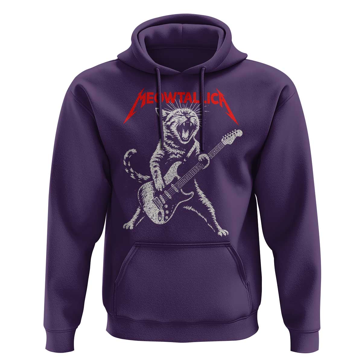 Funny Cat Playing Guitar Hoodie Vintage 90s Classic Rock Star Cat Graphic Rock and Roll - Wonder Print Shop