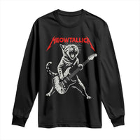 Funny Cat Playing Guitar Long Sleeve Shirt Vintage 90s Classic Rock Star Cat Graphic Rock and Roll - Wonder Print Shop