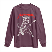 Funny Cat Playing Guitar Long Sleeve Shirt Vintage 90s Classic Rock Star Cat Graphic Rock and Roll - Wonder Print Shop