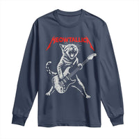 Funny Cat Playing Guitar Long Sleeve Shirt Vintage 90s Classic Rock Star Cat Graphic Rock and Roll - Wonder Print Shop