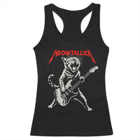 Funny Cat Playing Guitar Racerback Tank Top Vintage 90s Classic Rock Star Cat Graphic Rock and Roll - Wonder Print Shop