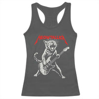 Funny Cat Playing Guitar Racerback Tank Top Vintage 90s Classic Rock Star Cat Graphic Rock and Roll - Wonder Print Shop