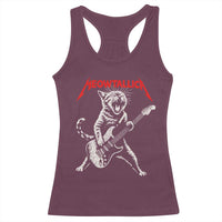 Funny Cat Playing Guitar Racerback Tank Top Vintage 90s Classic Rock Star Cat Graphic Rock and Roll - Wonder Print Shop