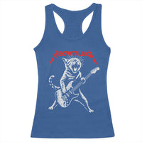 Funny Cat Playing Guitar Racerback Tank Top Vintage 90s Classic Rock Star Cat Graphic Rock and Roll - Wonder Print Shop