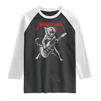 Funny Cat Playing Guitar Raglan Shirt Vintage 90s Classic Rock Star Cat Graphic Rock and Roll - Wonder Print Shop