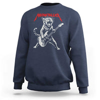Funny Cat Playing Guitar Sweatshirt Vintage 90s Classic Rock Star Cat Graphic Rock and Roll - Wonder Print Shop