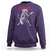 Funny Cat Playing Guitar Sweatshirt Vintage 90s Classic Rock Star Cat Graphic Rock and Roll - Wonder Print Shop