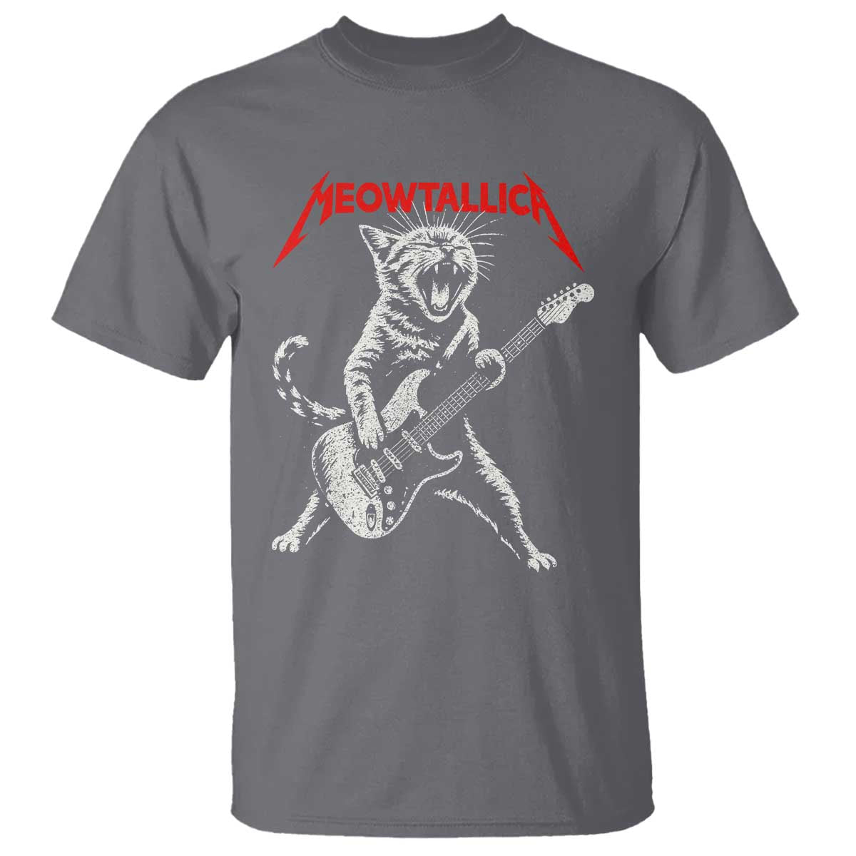 Funny Cat Playing Guitar T Shirt Vintage 90s Classic Rock Star Cat Graphic Rock and Roll - Wonder Print Shop