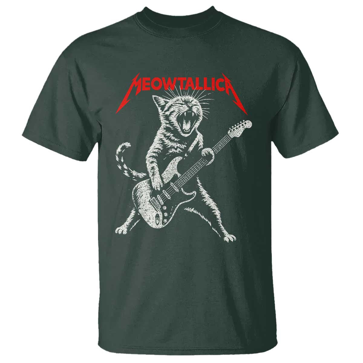Funny Cat Playing Guitar T Shirt Vintage 90s Classic Rock Star Cat Graphic Rock and Roll - Wonder Print Shop