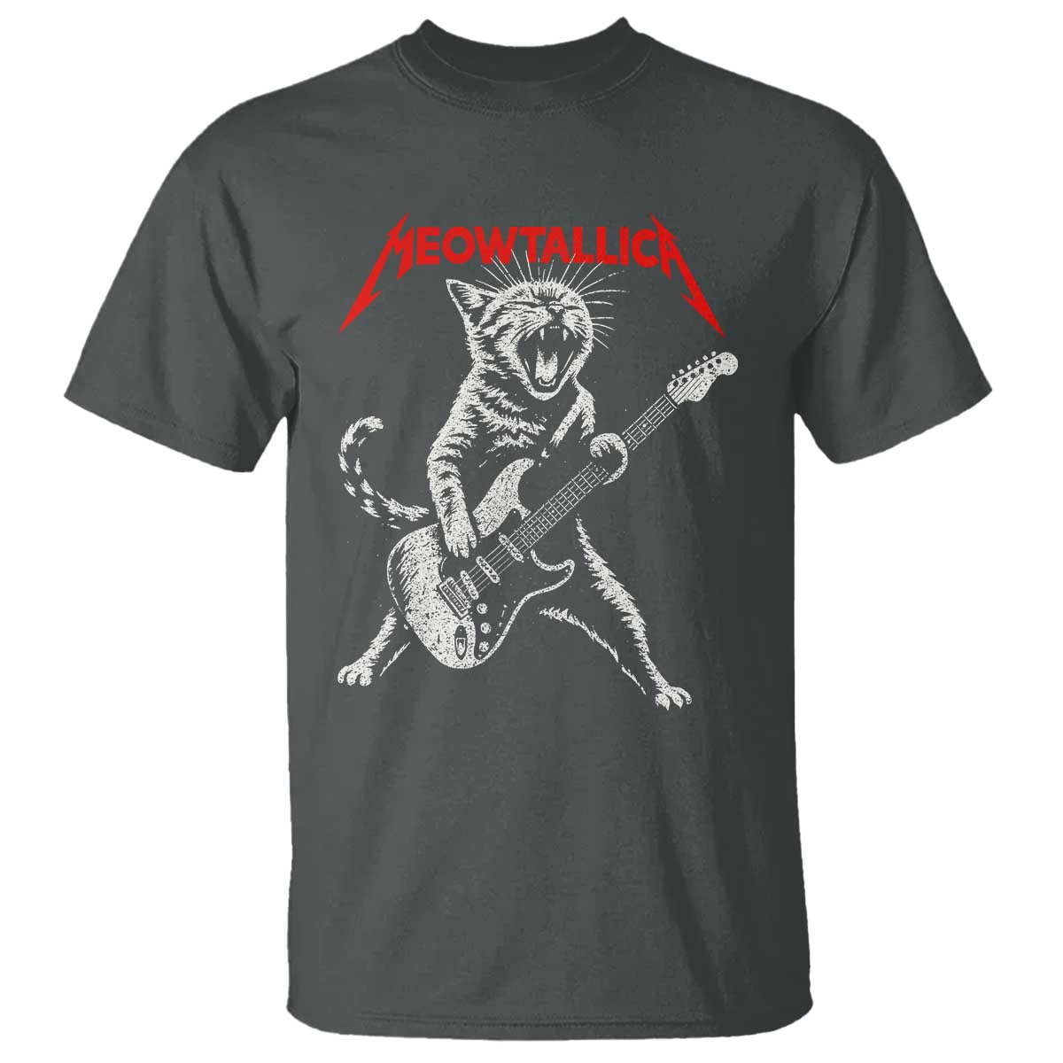 Funny Cat Playing Guitar T Shirt Vintage 90s Classic Rock Star Cat Graphic Rock and Roll - Wonder Print Shop