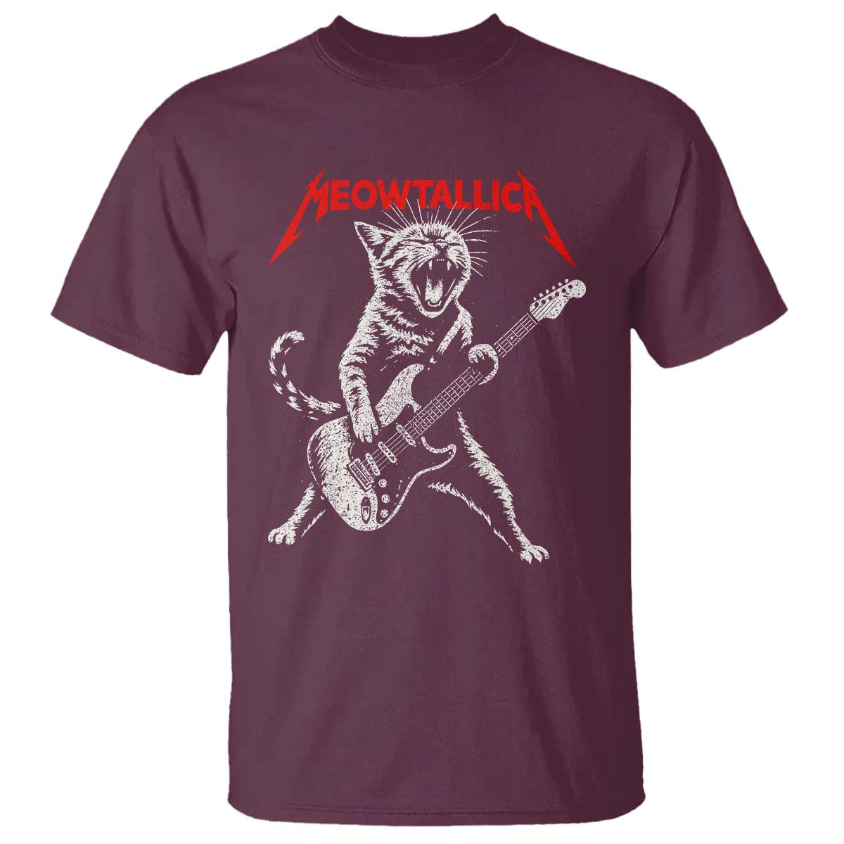 Funny Cat Playing Guitar T Shirt Vintage 90s Classic Rock Star Cat Graphic Rock and Roll - Wonder Print Shop