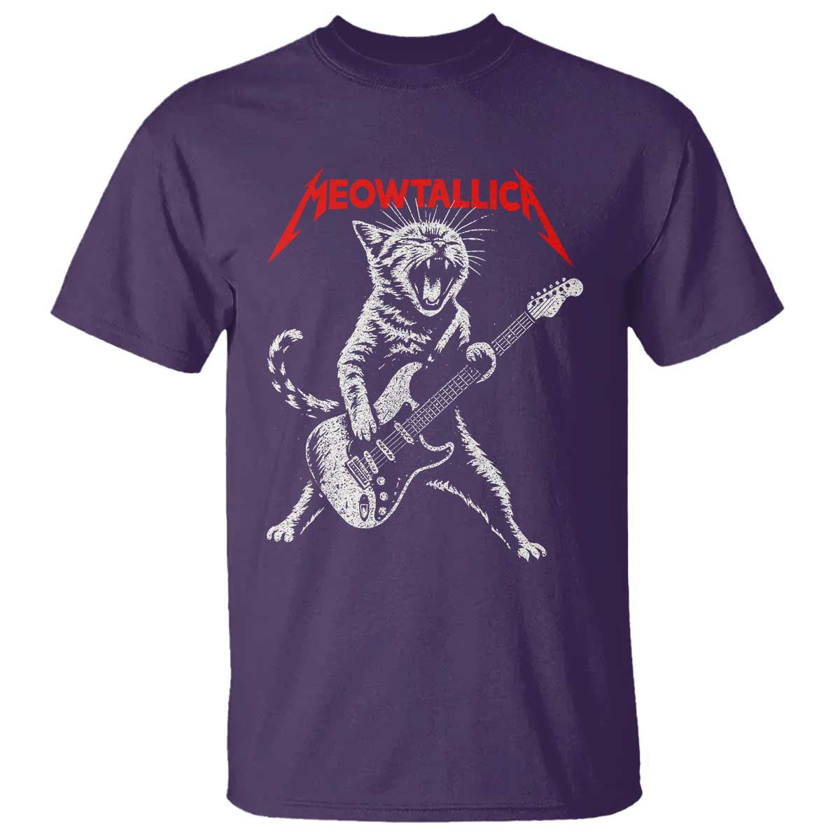Funny Cat Playing Guitar T Shirt Vintage 90s Classic Rock Star Cat Graphic Rock and Roll - Wonder Print Shop