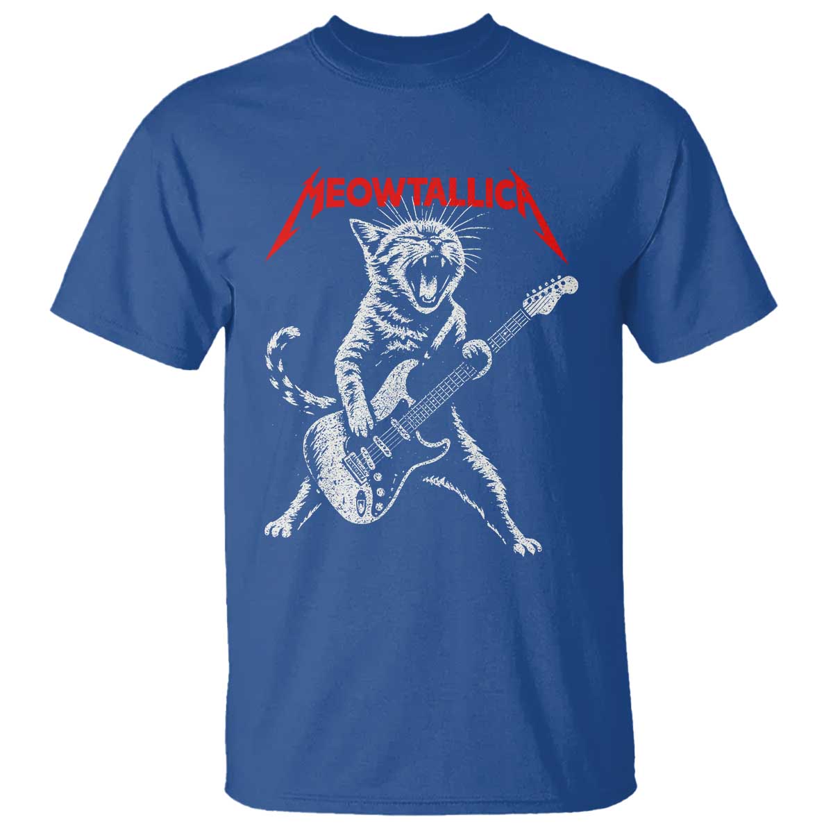Funny Cat Playing Guitar T Shirt Vintage 90s Classic Rock Star Cat Graphic Rock and Roll - Wonder Print Shop