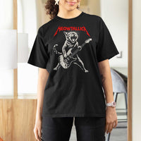 Funny Cat Playing Guitar T Shirt For Women Vintage 90s Classic Rock Star Cat Graphic Rock and Roll - Wonder Print Shop