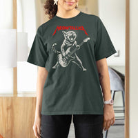Funny Cat Playing Guitar T Shirt For Women Vintage 90s Classic Rock Star Cat Graphic Rock and Roll - Wonder Print Shop