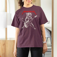 Funny Cat Playing Guitar T Shirt For Women Vintage 90s Classic Rock Star Cat Graphic Rock and Roll - Wonder Print Shop