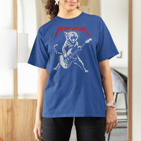 Funny Cat Playing Guitar T Shirt For Women Vintage 90s Classic Rock Star Cat Graphic Rock and Roll - Wonder Print Shop