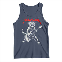 Funny Cat Playing Guitar Tank Top Vintage 90s Classic Rock Star Cat Graphic Rock and Roll - Wonder Print Shop