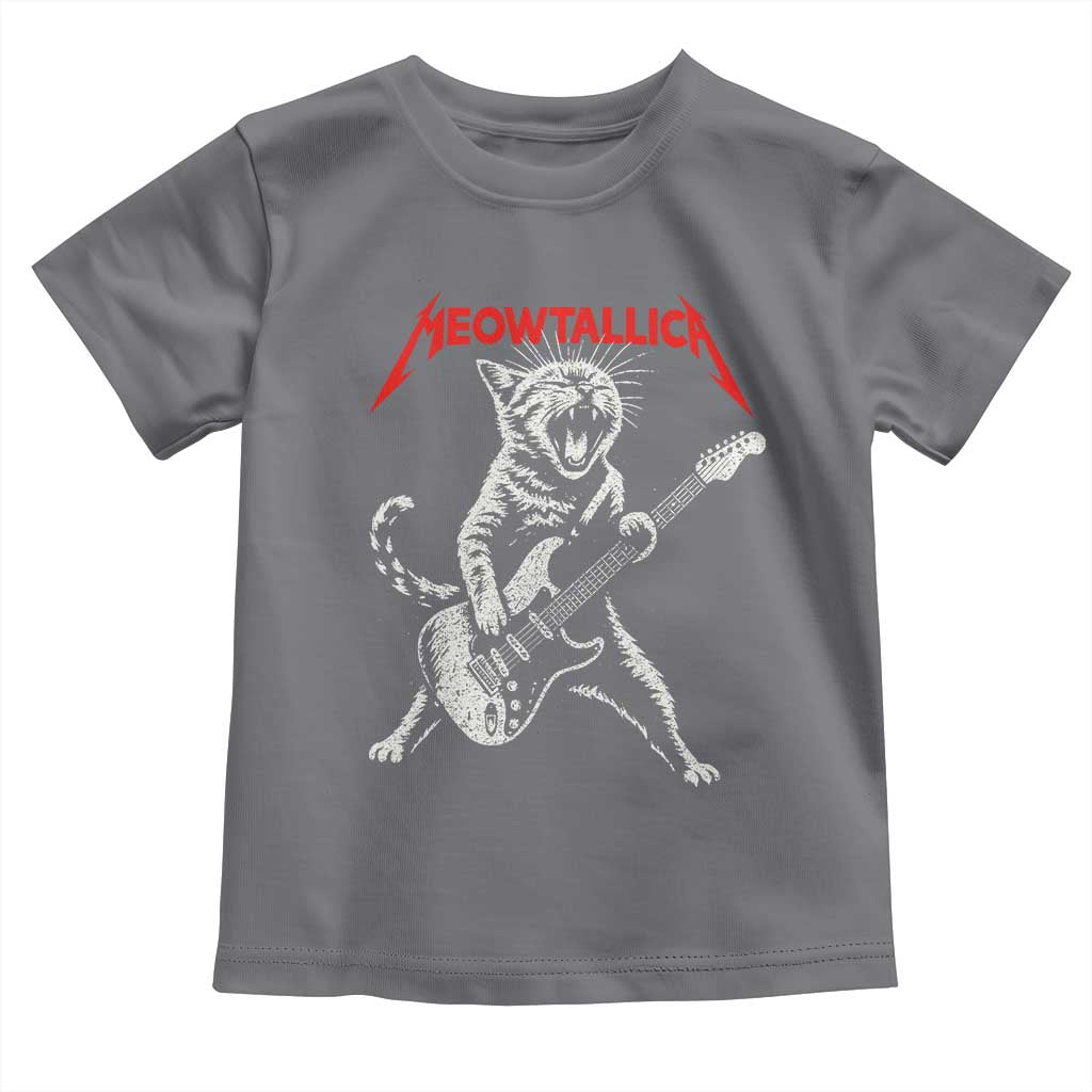 Funny Cat Playing Guitar Toddler T Shirt Vintage 90s Classic Rock Star Cat Graphic Rock and Roll - Wonder Print Shop