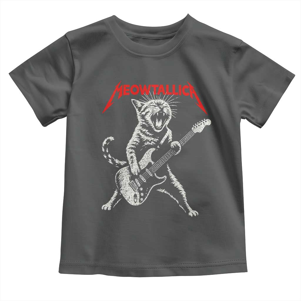 Funny Cat Playing Guitar Toddler T Shirt Vintage 90s Classic Rock Star Cat Graphic Rock and Roll - Wonder Print Shop