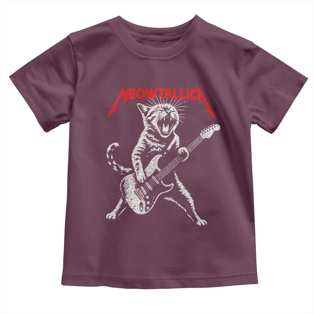 Funny Cat Playing Guitar Toddler T Shirt Vintage 90s Classic Rock Star Cat Graphic Rock and Roll - Wonder Print Shop