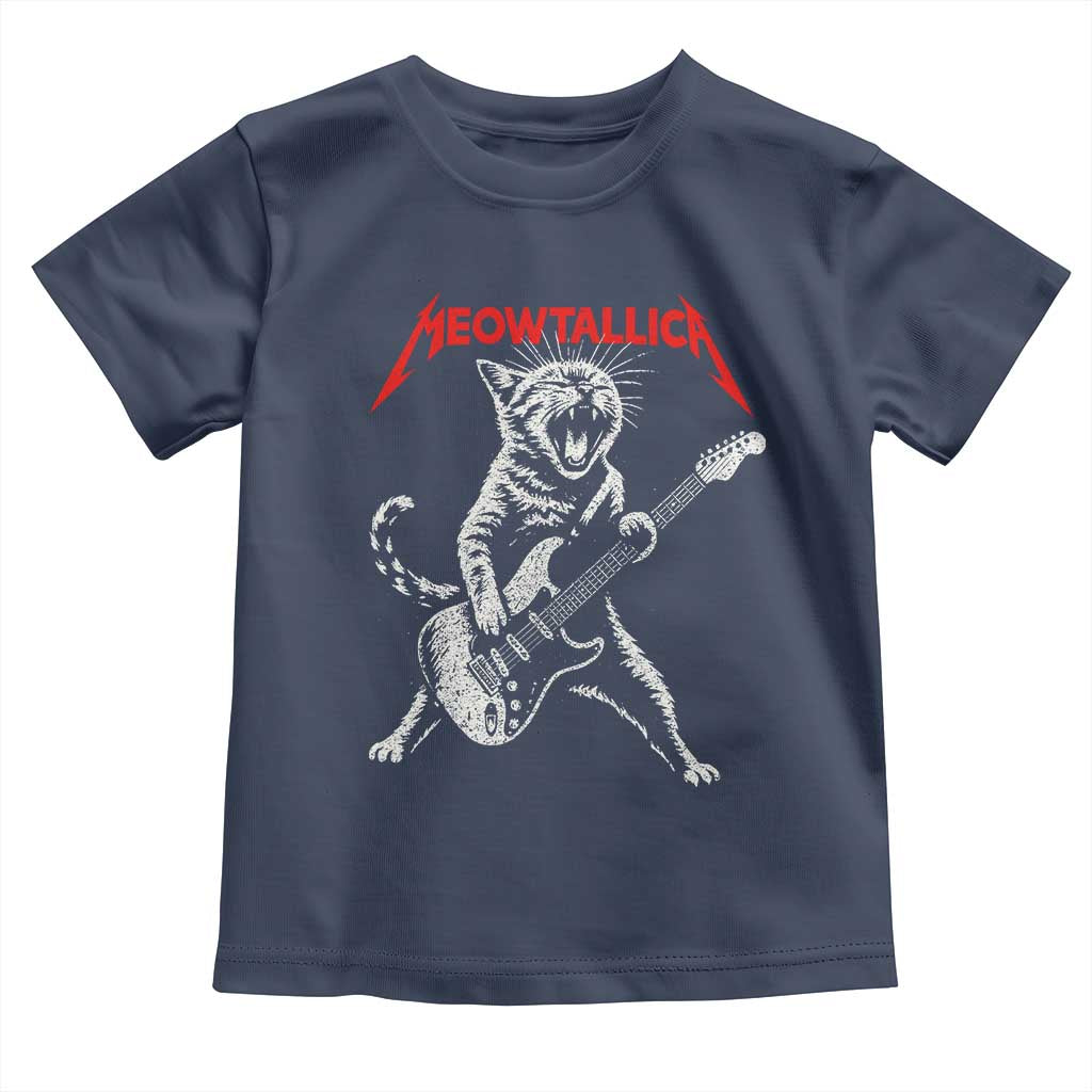 Funny Cat Playing Guitar Toddler T Shirt Vintage 90s Classic Rock Star Cat Graphic Rock and Roll - Wonder Print Shop